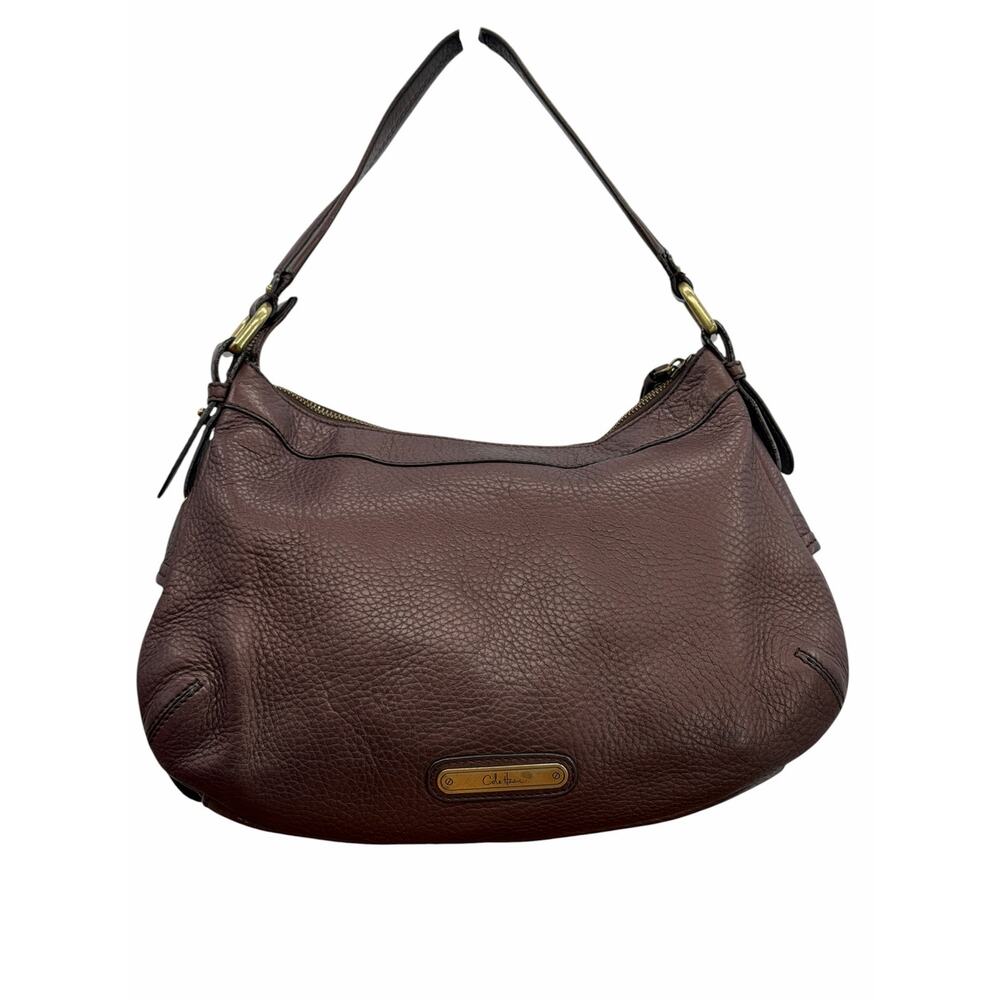 Cole Haan Leather Hand bag Women's Maroon Elegant Capsule Wardrobe Chic Everyday